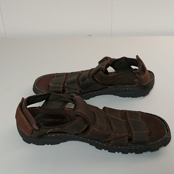 SKETCHERS LEATHER UPPER FISHERMANS SANDLES DARK BROWN - Picture 3 of 9